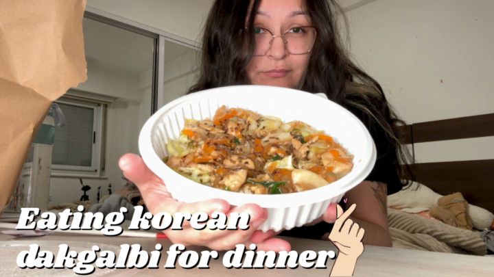 Eating korean dakgalbi for dinner