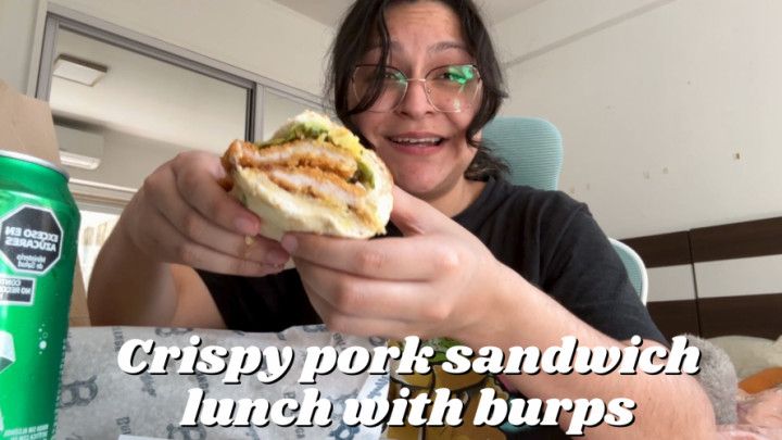 Crispy pork sandwich lunch with burps