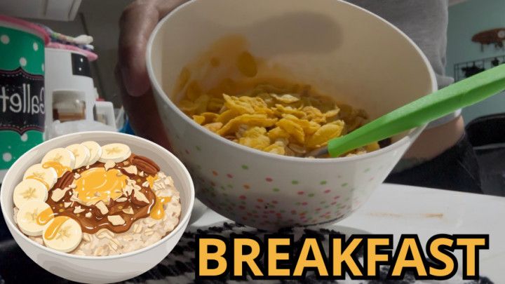 Morning routine, preparing breakfast