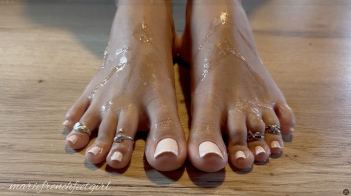 Cum and spit on my feet French nails