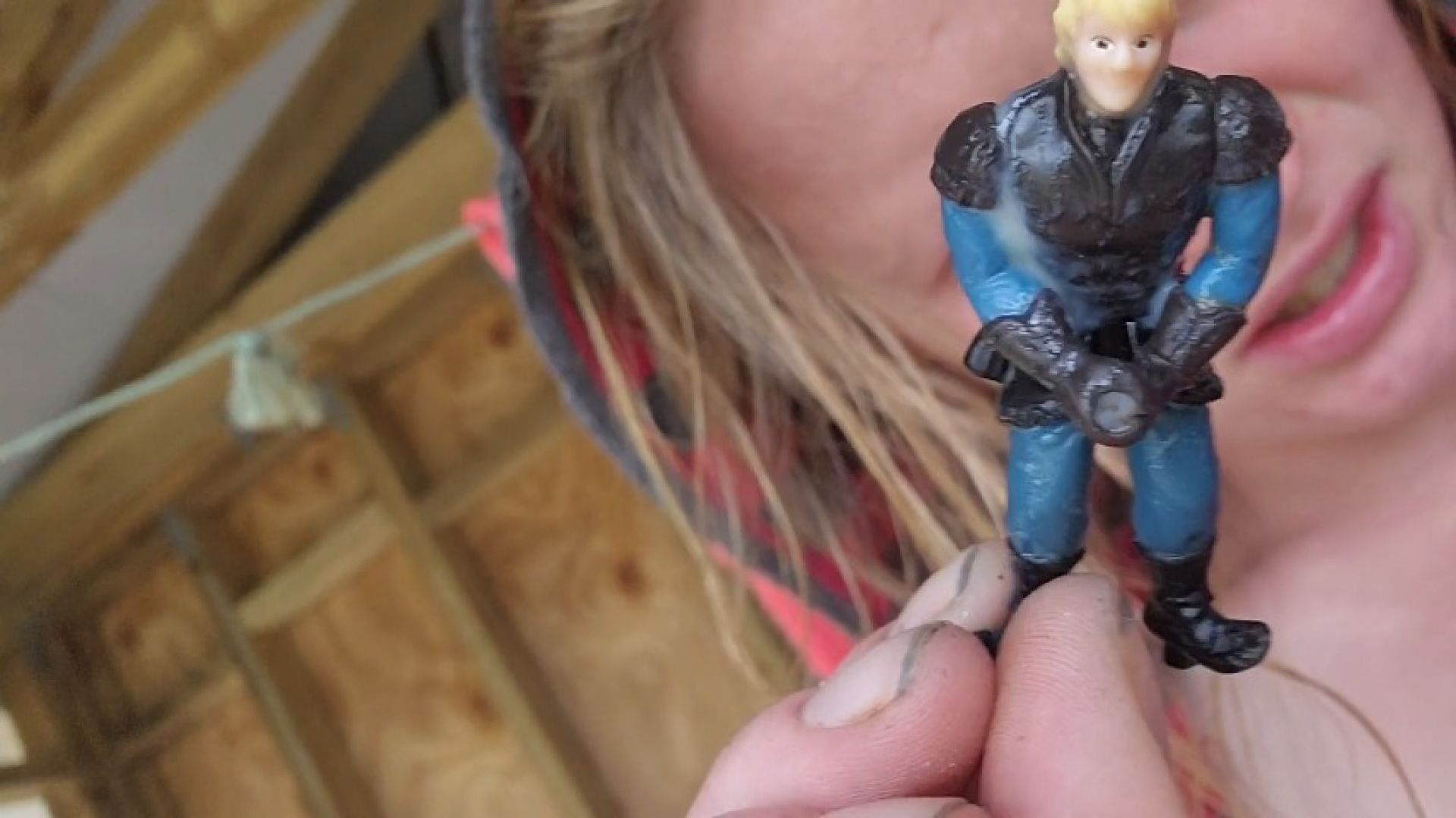 Tiny man got covered in creamy pussy cum - giantess fetish