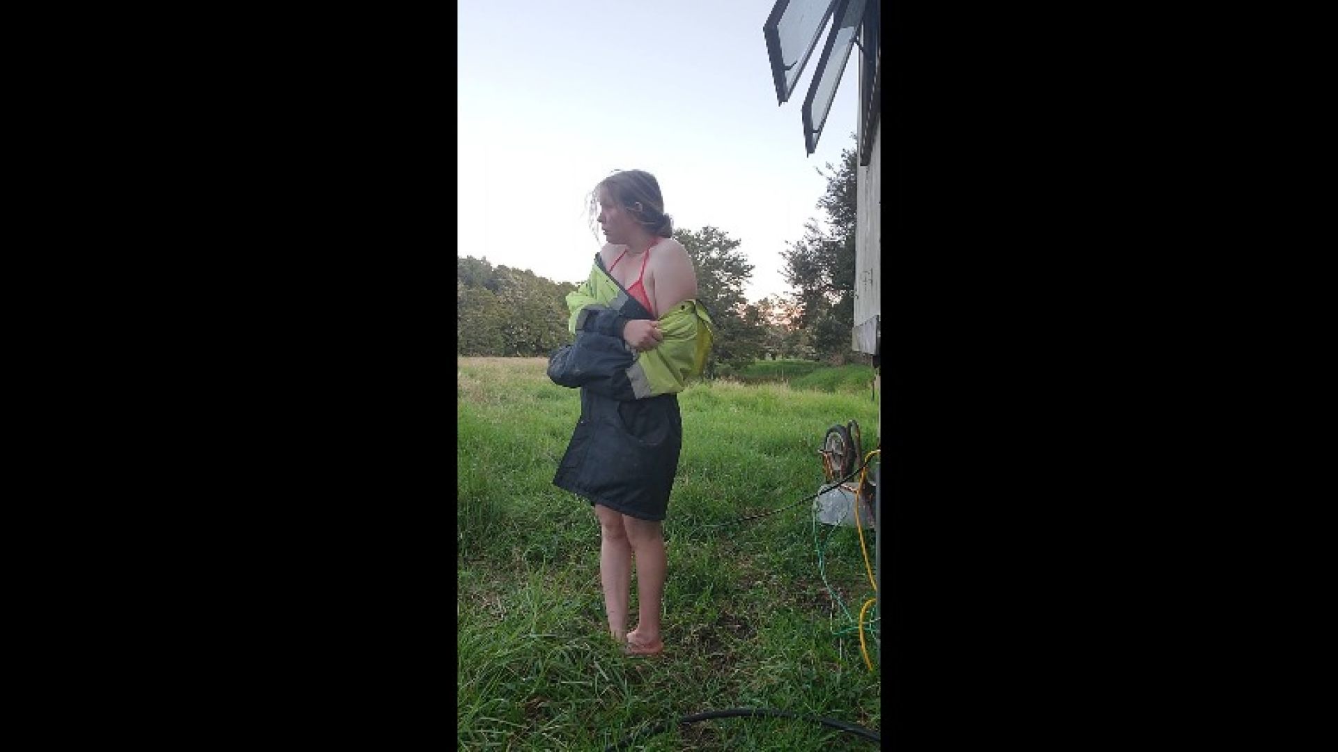 Super shy girl does tasks and undresses for camera