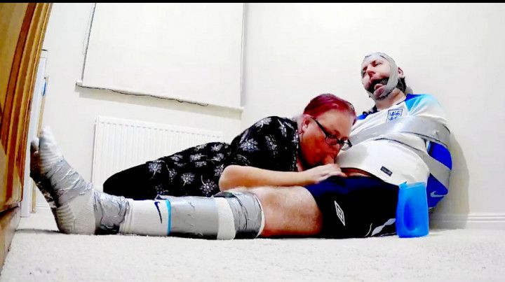 Miss M keeps a man completely duct taped for nearly 7 hours