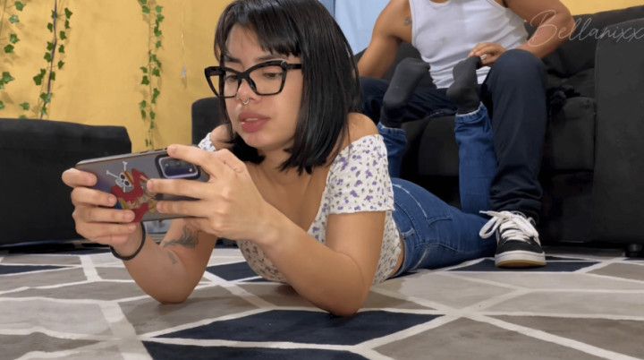 Unnoticed step-sisters Footjob Fantasy: Massage to Foot Fuck