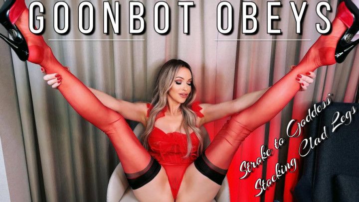 Goon Bot Obeys and Stroke to Goddess Stocking Clad Legs