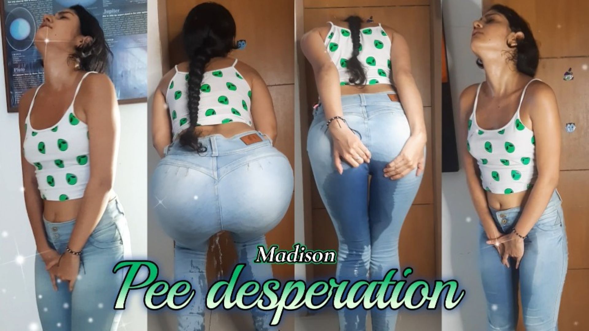 Pee desperation at the bathroom's door