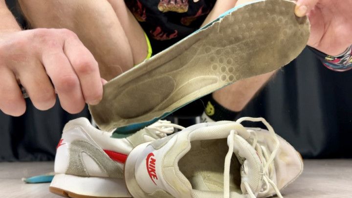 Dirty big Male Rough Feet in Sweaty Nike Sneakers