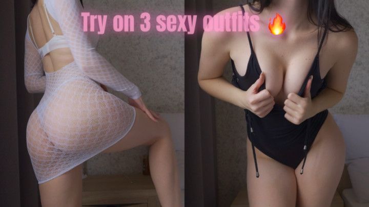 Trying On 3 Sexy Outfits 4k! Teasing