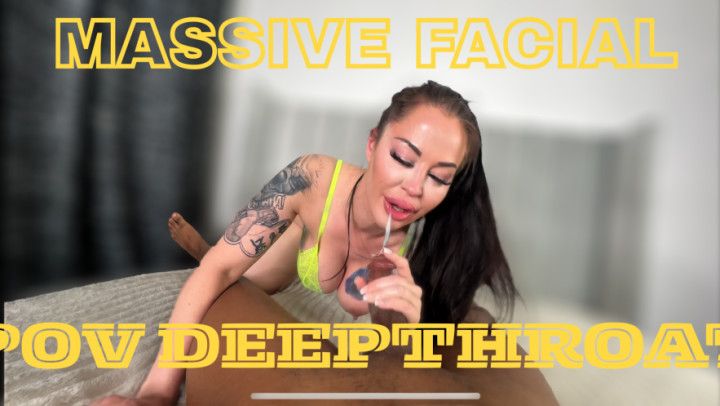 Sloppy Gagging Interracial POV Blowjob - Deep Throat, Facial