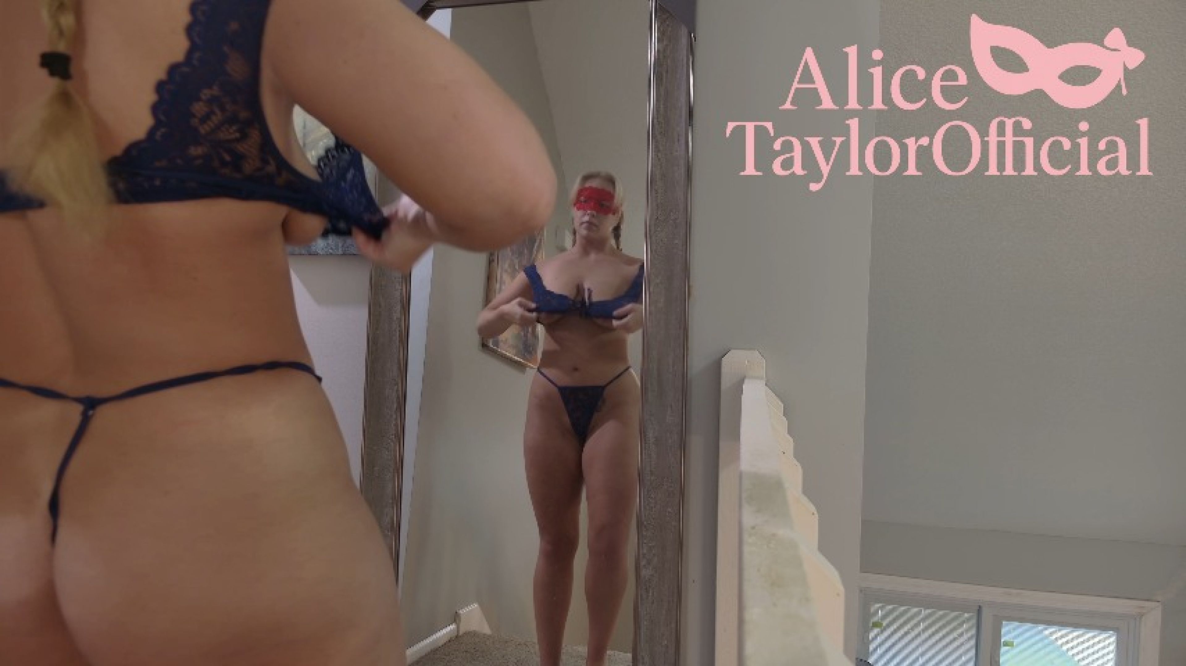 Blue Lingerie Try-On with Slow, Sweet Mirror Tease