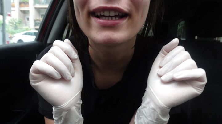 Indian girl tickle me in white medical gloves