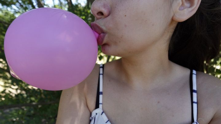 I do a balloon fetish in a public place, suck the balloon