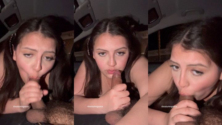 18+ Latina Sloppy Car Blowjob