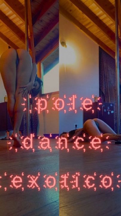 Pole dancing in a thong