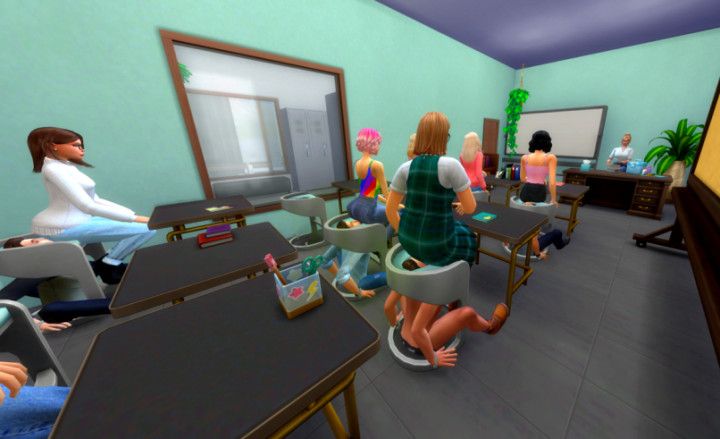 Facesitting in class - Girls power