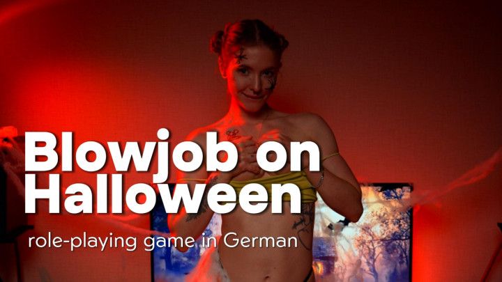 Halloween role-play blowjob colorful dildo