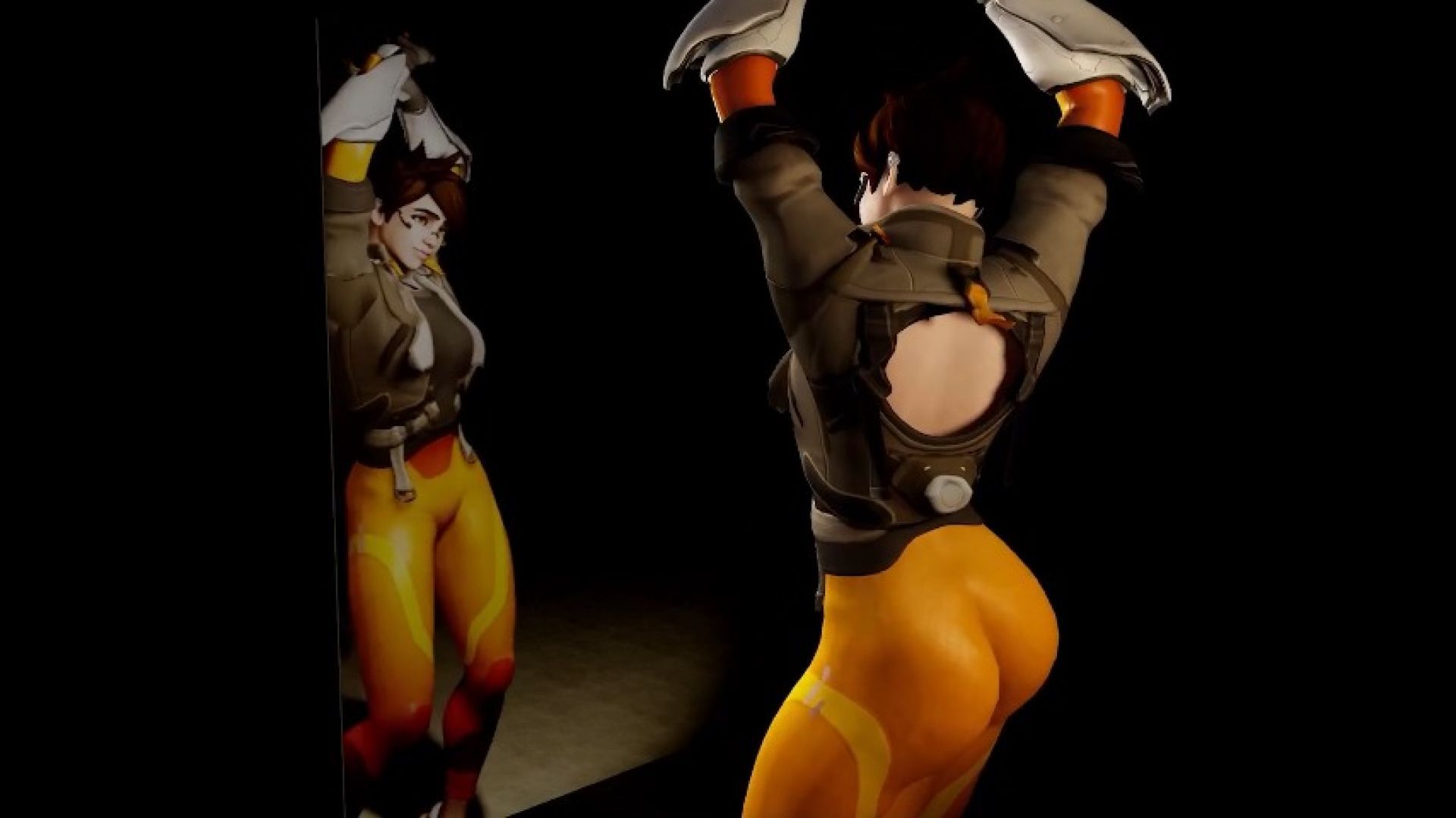 Tracer Dancing In front Of The Mirror