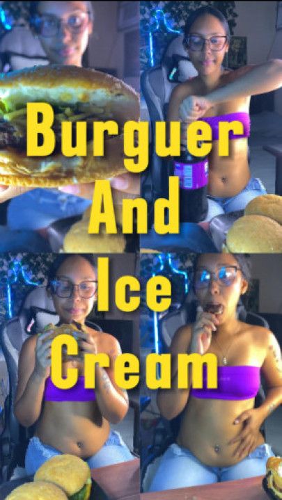 Hamburger and ice cream