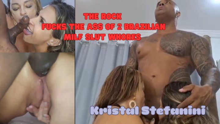 The Rock fucks the ass of 2 brazilian milf slut whores