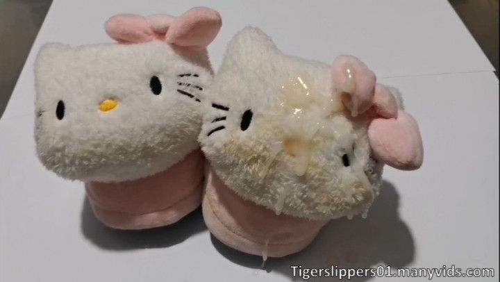 Co*sin Hello Kitty Slippers Fuck &amp; Cum