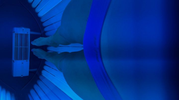 Wife playing with tight bald pussy and fake tits