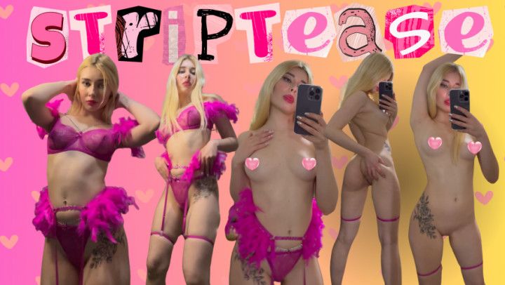 striptease in the new pink lingerie