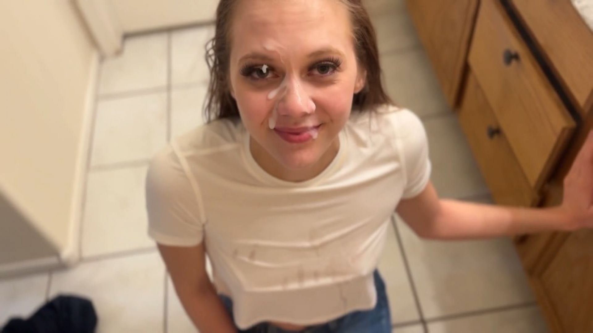 Getting a Huge Facial in the Bathroom