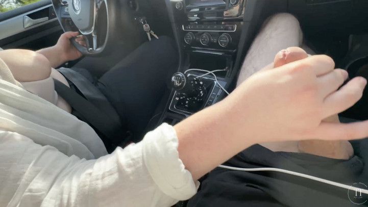 Topless in the traffic - I made him come so quickly