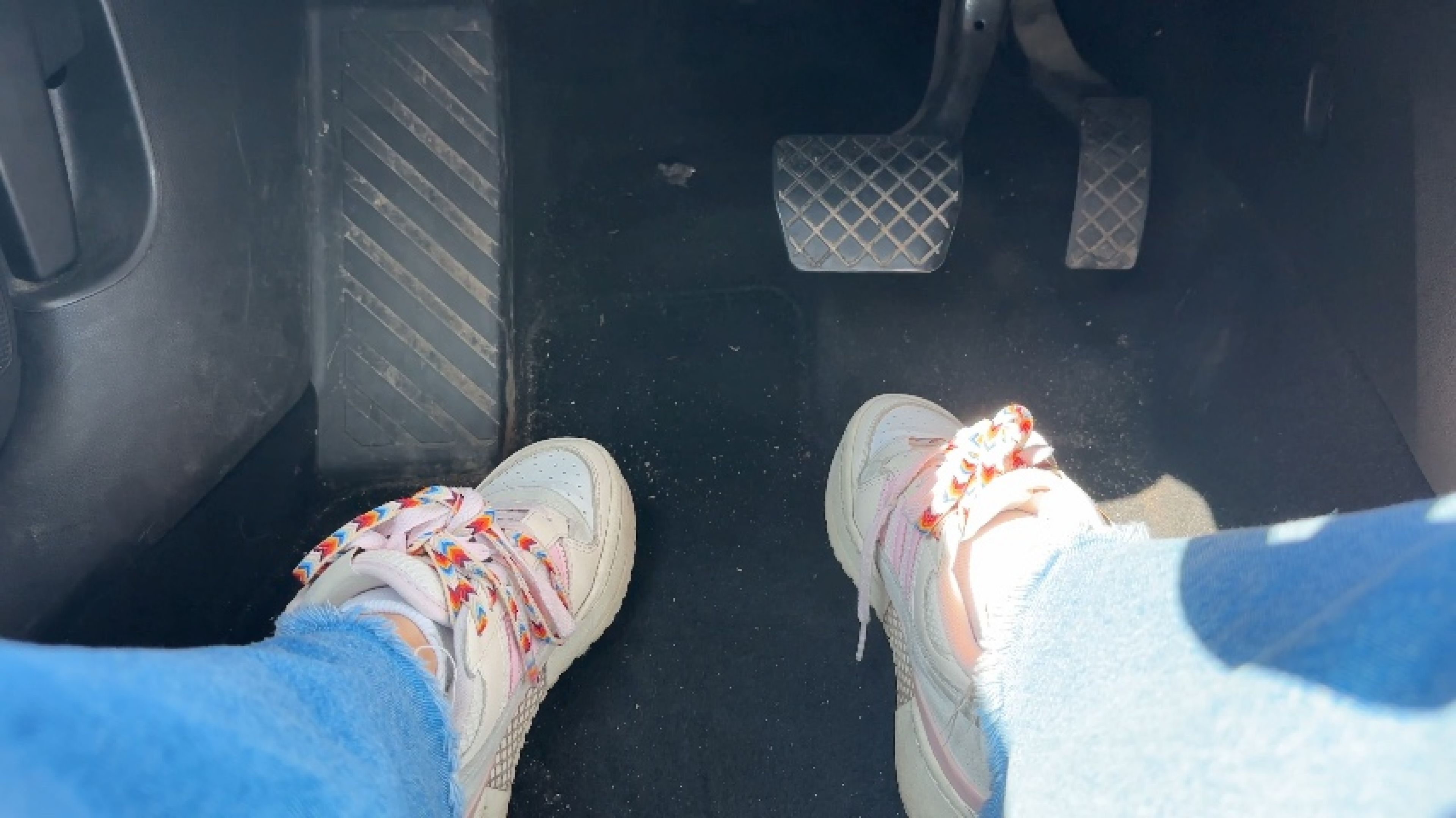 Wroom wroom barefoot on gas pedal