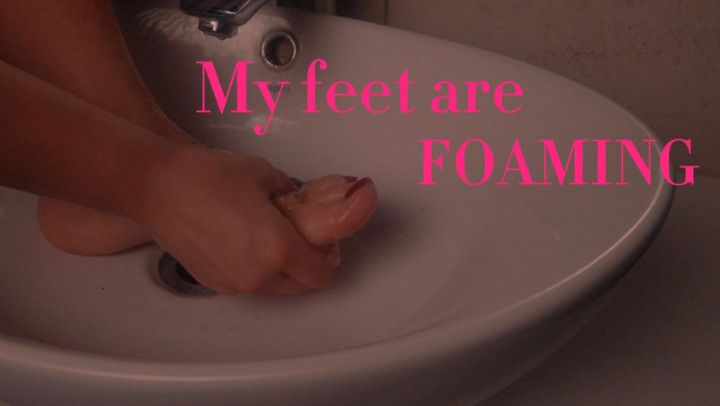 I wash my feet with scrub and foam