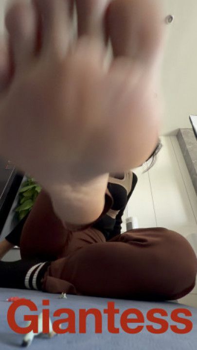 Crushed annoying tiny men with my barefoot