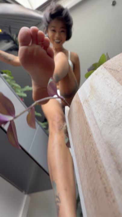 Tiny man couldn't escape from a giantess asian