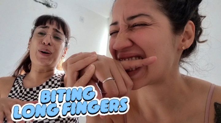 My friend biting my long fingers