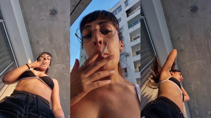 Smoking on the balcony