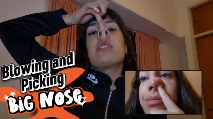 Alesia Blowing her Giant nose and picking snot in Close-up