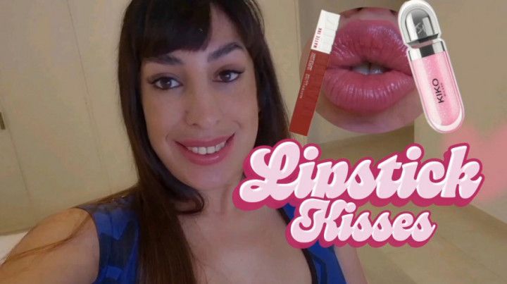 POV Lipstick on my full lips and big mouth, lots of kisses