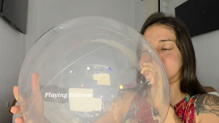 Inflating a balloon and playing with it