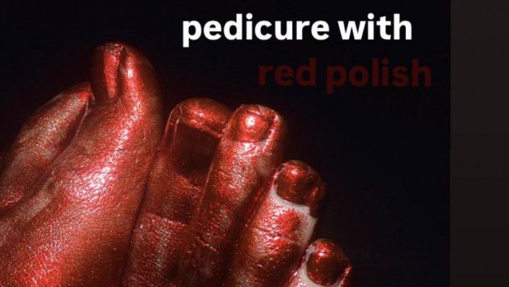 pedicure with red polish