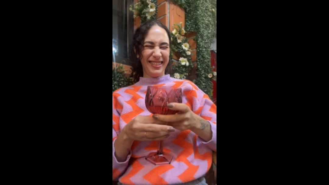 Drinking something on the street