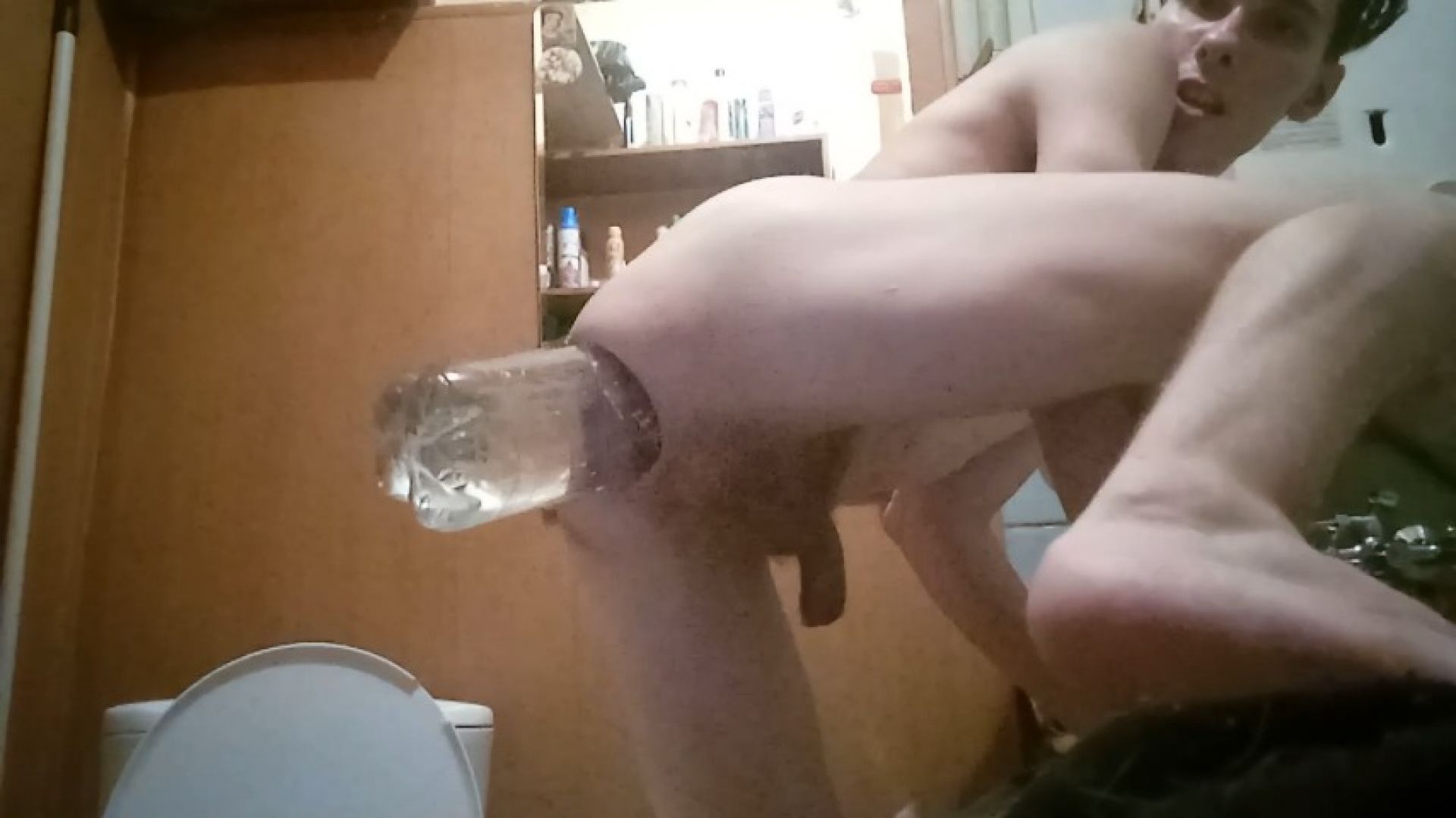 Huge bottle in my sweet young ass and anal prolapse