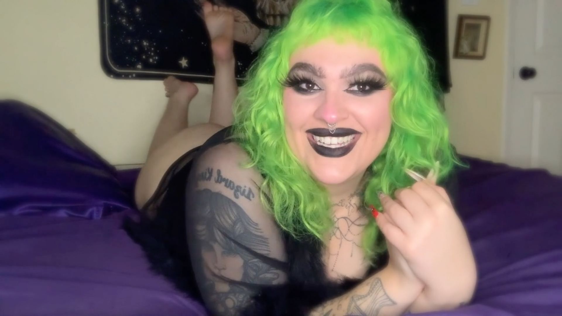 Soft goth domme comforts you after punishment