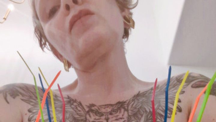 Pain Slut with Zip Tied Titties Masochist Solo