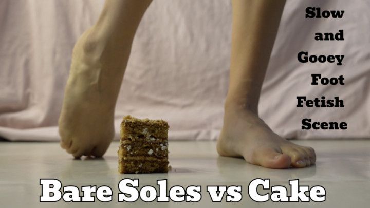 Bare Soles vs Cake. Slow and Gooey Foot Fetish Scene