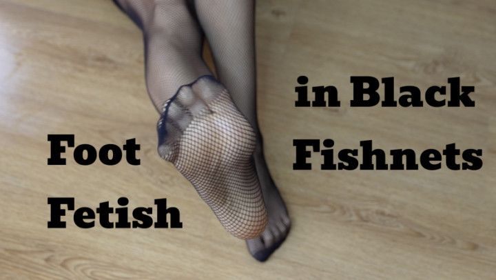 Foot Fetish in Black Fishnets. Slow Slippery Fluid Tease