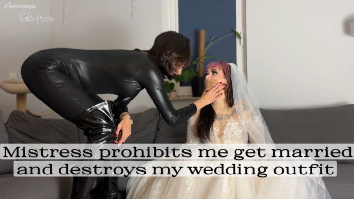 Mistress rips off my wedding dress and fucks me
