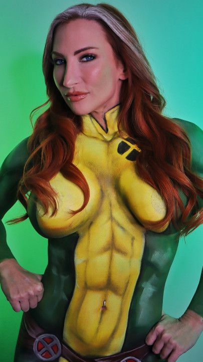Sophia locke painted as Rogue from X-men gets naughty p1
