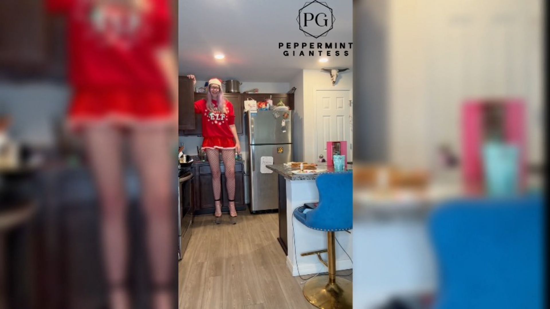 7ft3 Tall Goddess 8 Inch Heels Builds Gingerbread Village LS