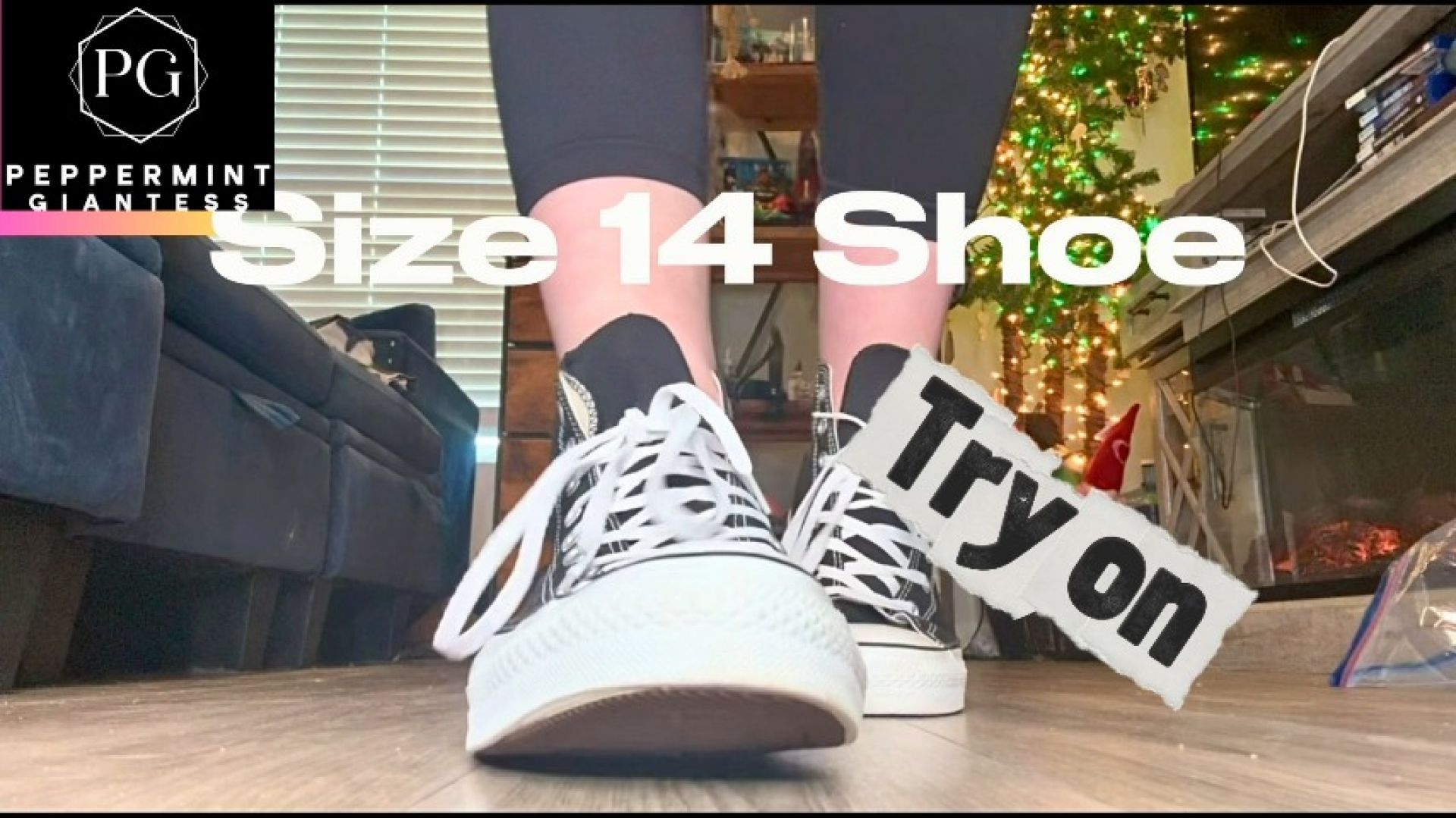 6ft7in Giantess Crams Size 16 Feet in Size 14 Converse