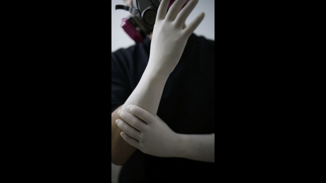 White Surgical Gloves with Respirator