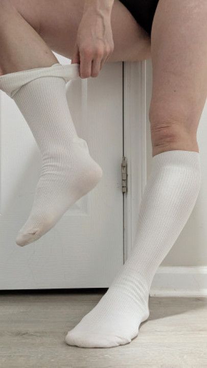 18-year old Jenna White School Uniform Knee Socks